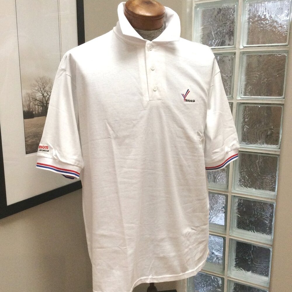 1994 Commonwealth Games Men's Polo Shirt, Golf Shirt White Short Sleeve L NEW